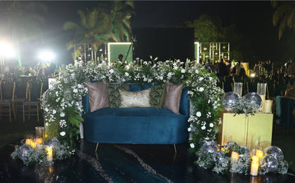 Lounge and Floral detail — Sangeet decor — Zuri